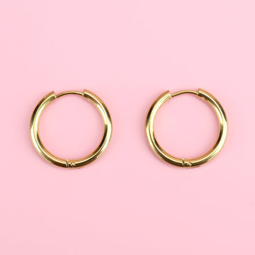 21mm Gold Stainless Steel Hoop Earrings - Sour Cherry