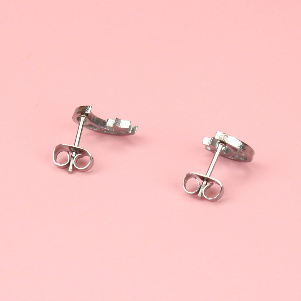 Moon & Three Star Stud Earrings - Sour Cherry