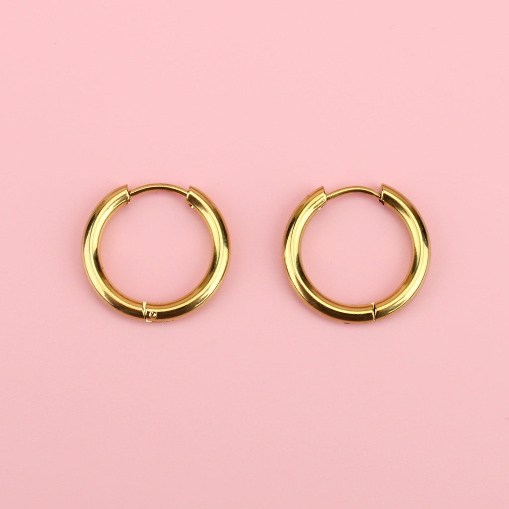19mm Gold Stainless Steel Hoop Earrings - Sour Cherry