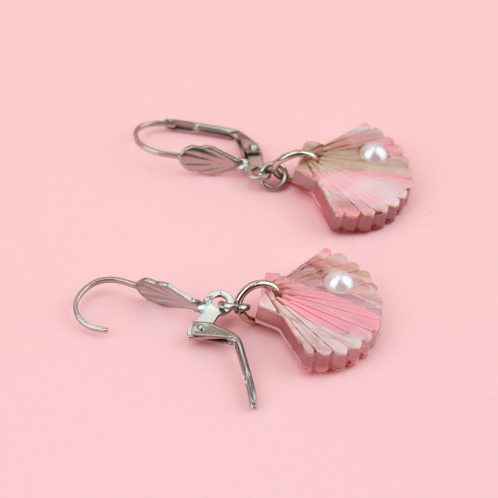 Pink Marble Shell Earrings - Sour Cherry