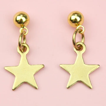 Star Drop Earrings (Gold Plated) - Sour Cherry
