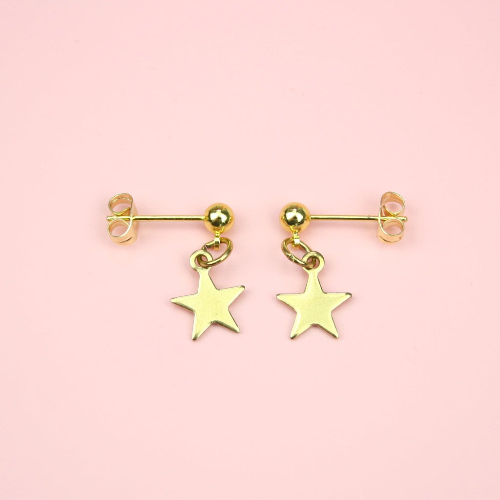 Star Drop Earrings (Gold Plated) - Sour Cherry