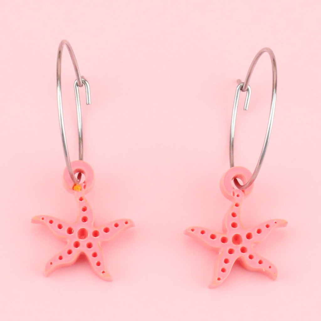 Starfish Hoop Earrings - Sour Cherry