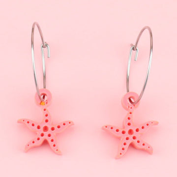 Starfish Hoop Earrings - Sour Cherry