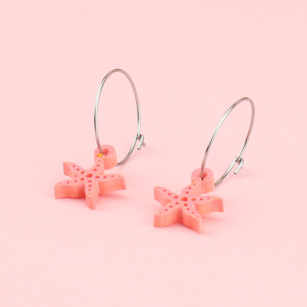 Starfish Hoop Earrings - Sour Cherry