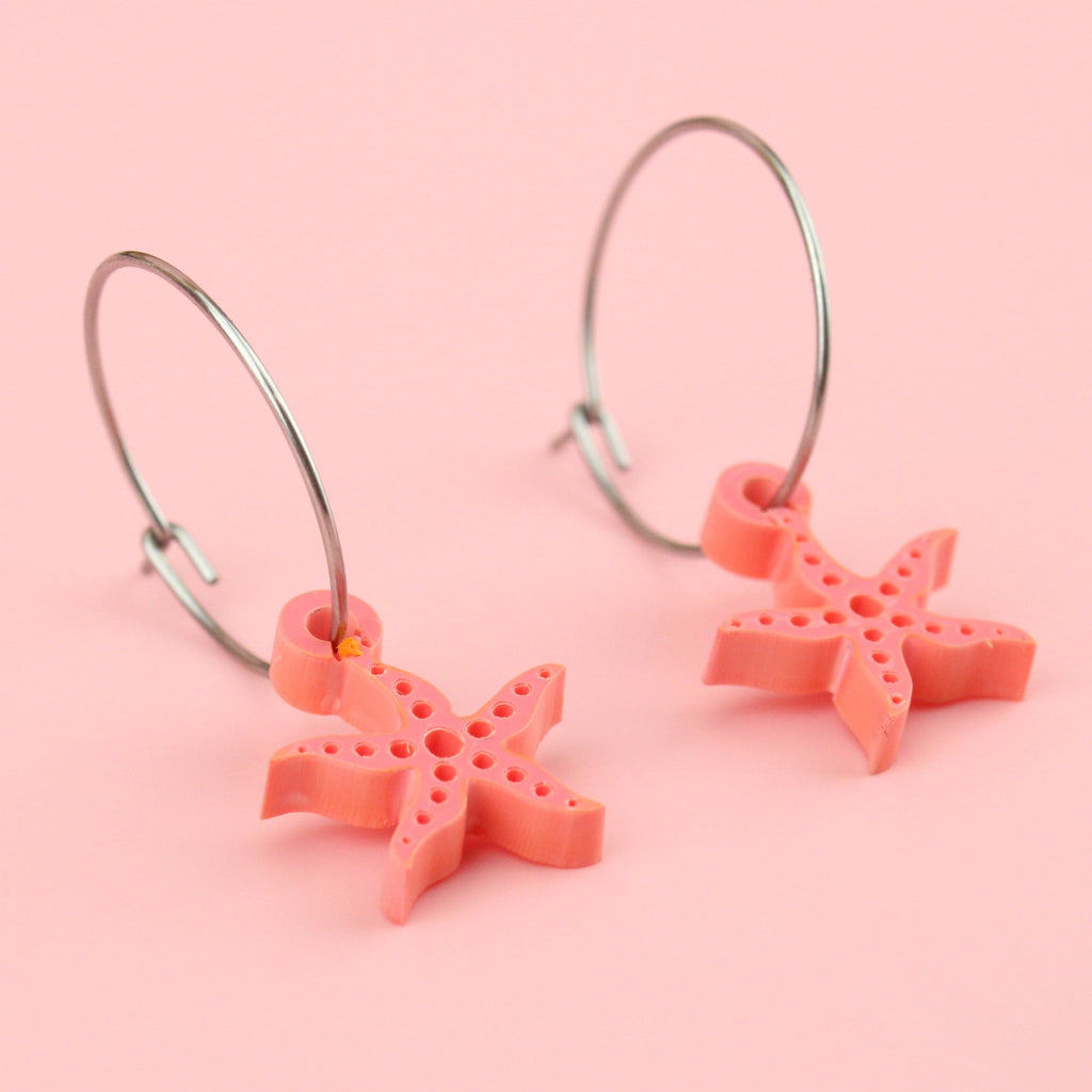 Starfish Hoop Earrings - Sour Cherry
