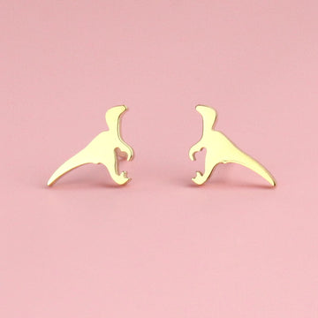 Mini Velociraptor Stud Earrings (Gold Plated) - Sour Cherry