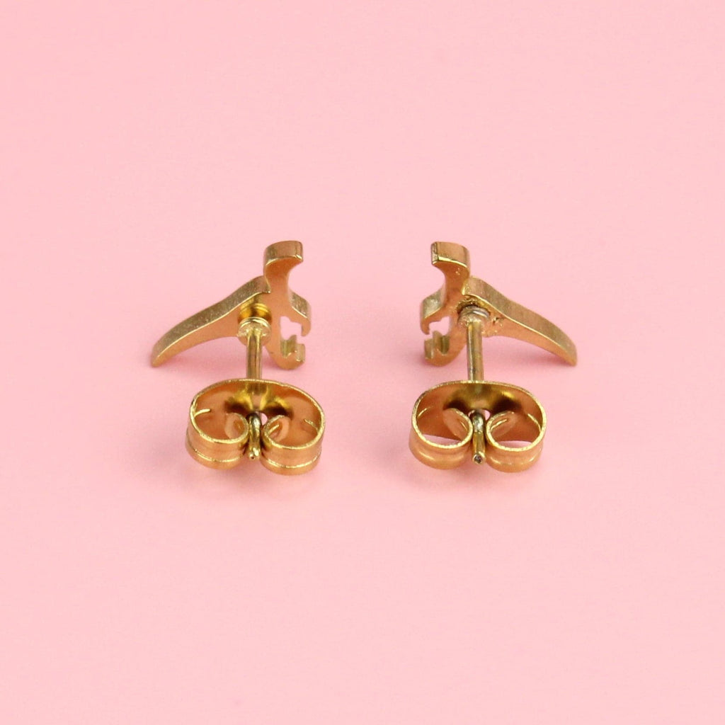 Mini Velociraptor Stud Earrings (Gold Plated) - Sour Cherry