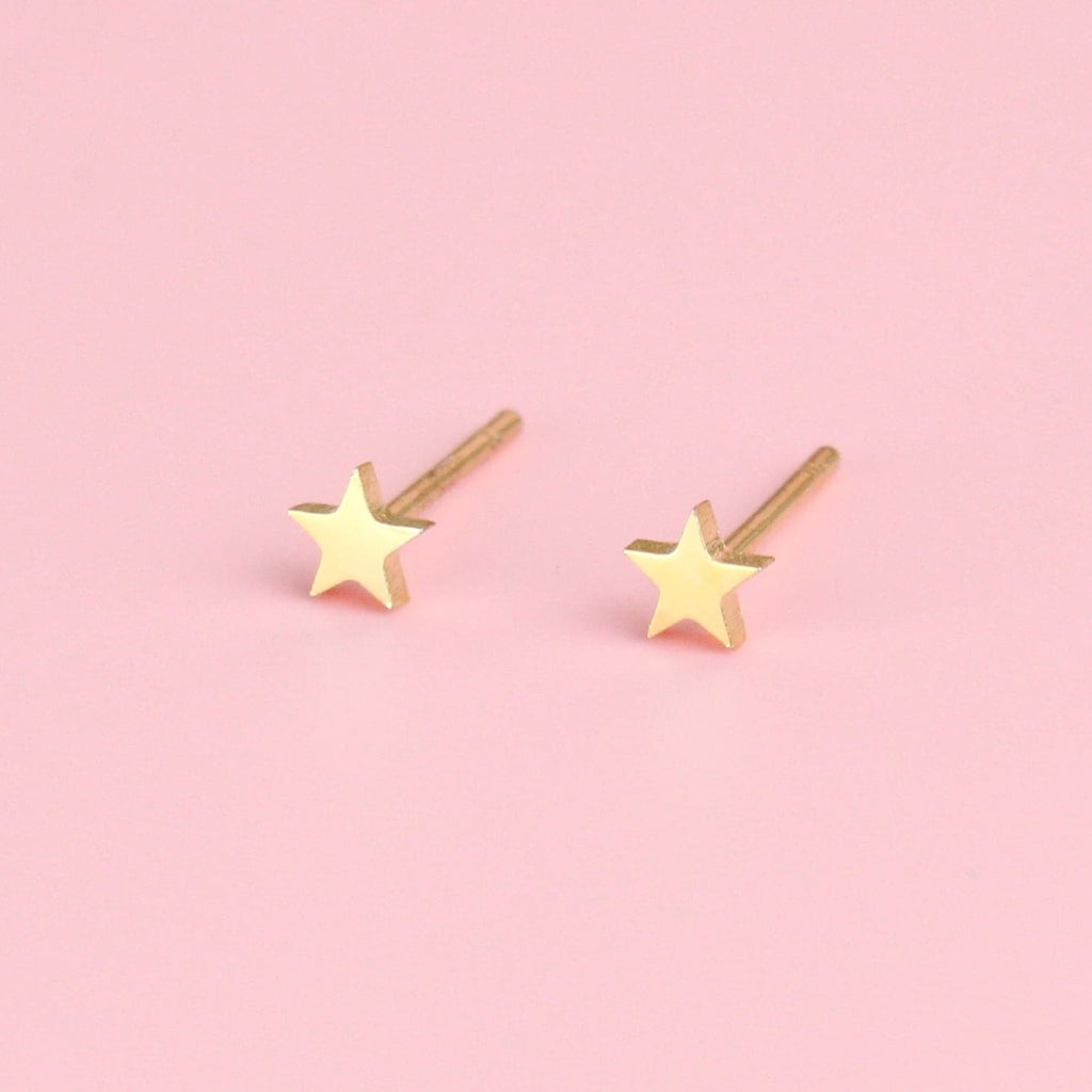 Gold plated stainless steel star shaped stud earrings