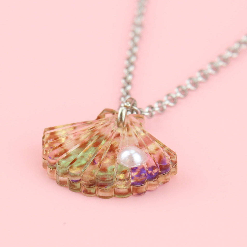 Abalone Shell Pendant Necklace - Sour Cherry