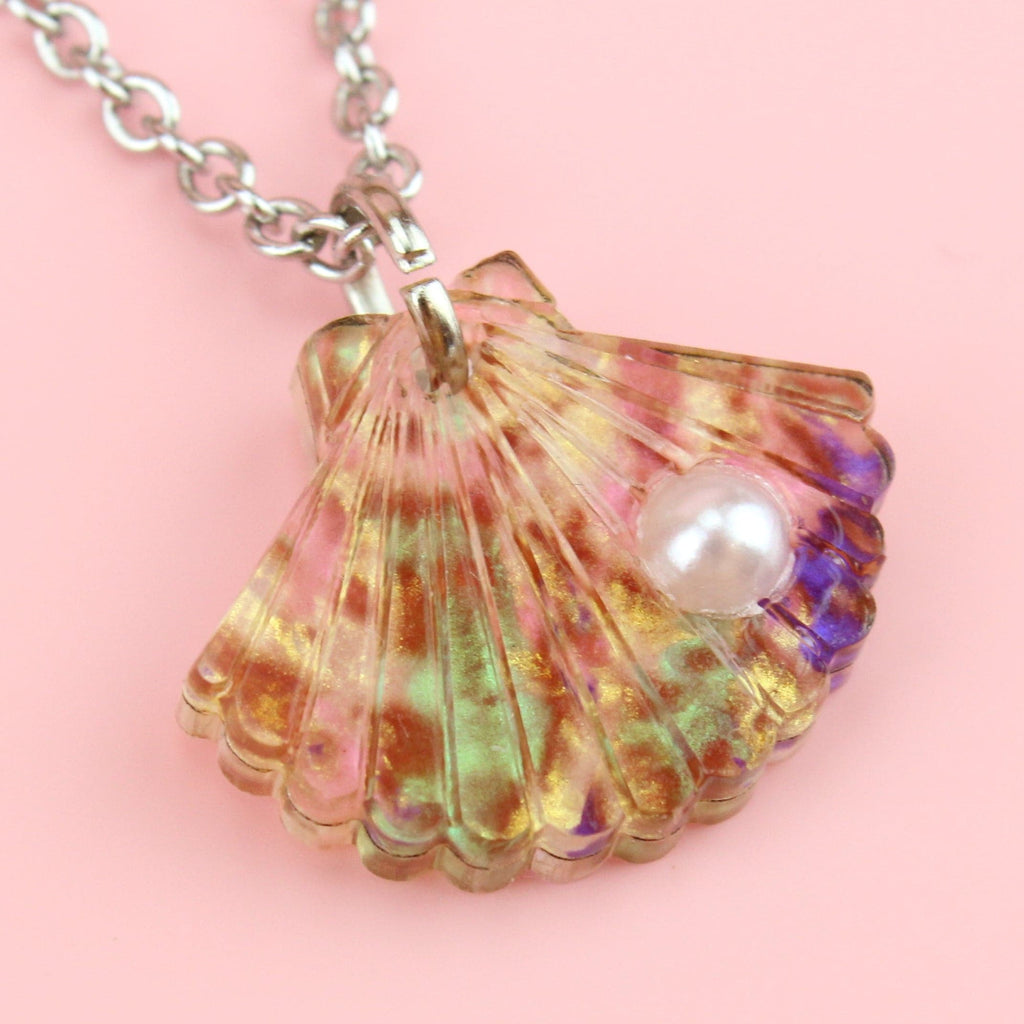 Abalone Shell Pendant Necklace - Sour Cherry