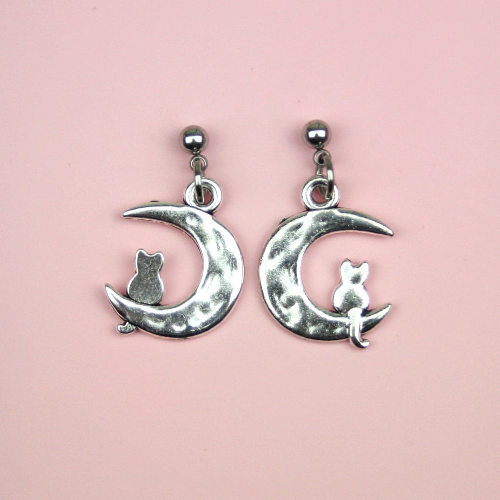 Cat On The Moon Stud Earrings - Sour Cherry
