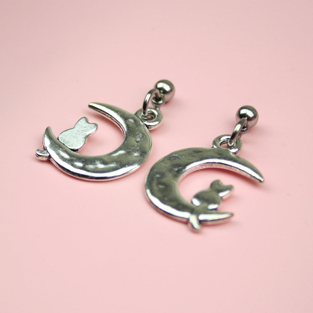 Cat On The Moon Stud Earrings - Sour Cherry