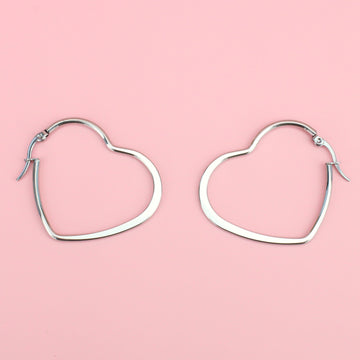 Stainless Steel Heart shaped hoop earrings