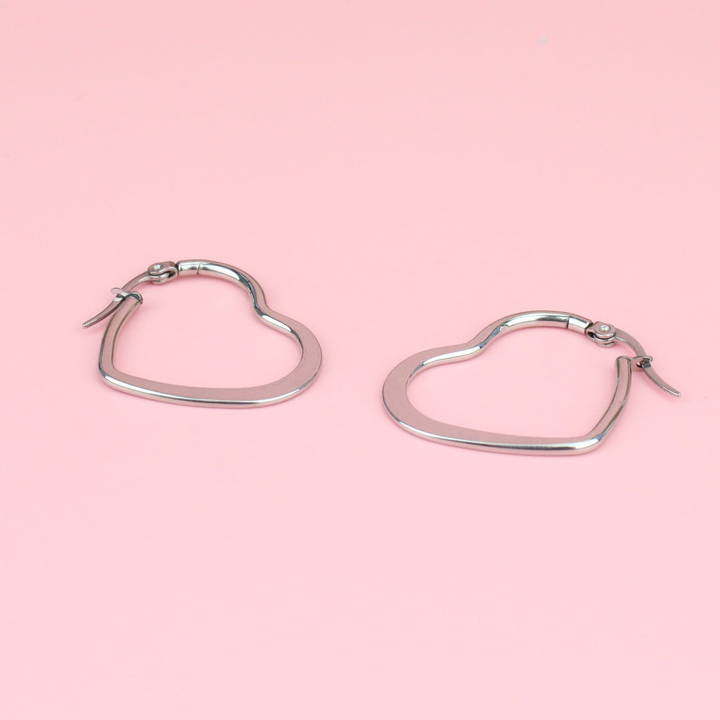 30mm Heart Hoops (Stainless Steel) - Sour Cherry