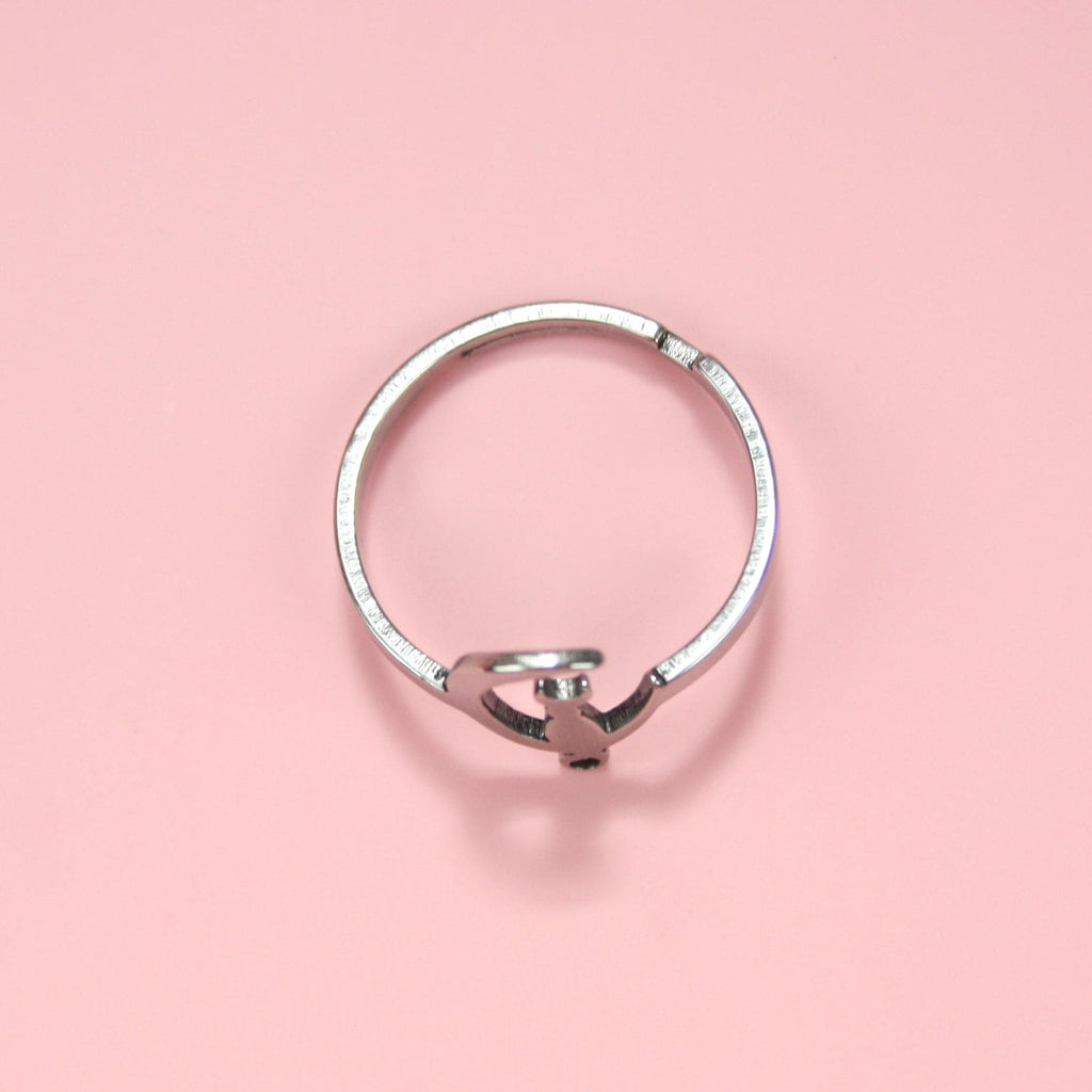 Stainless Steel ring with cat on the moon design