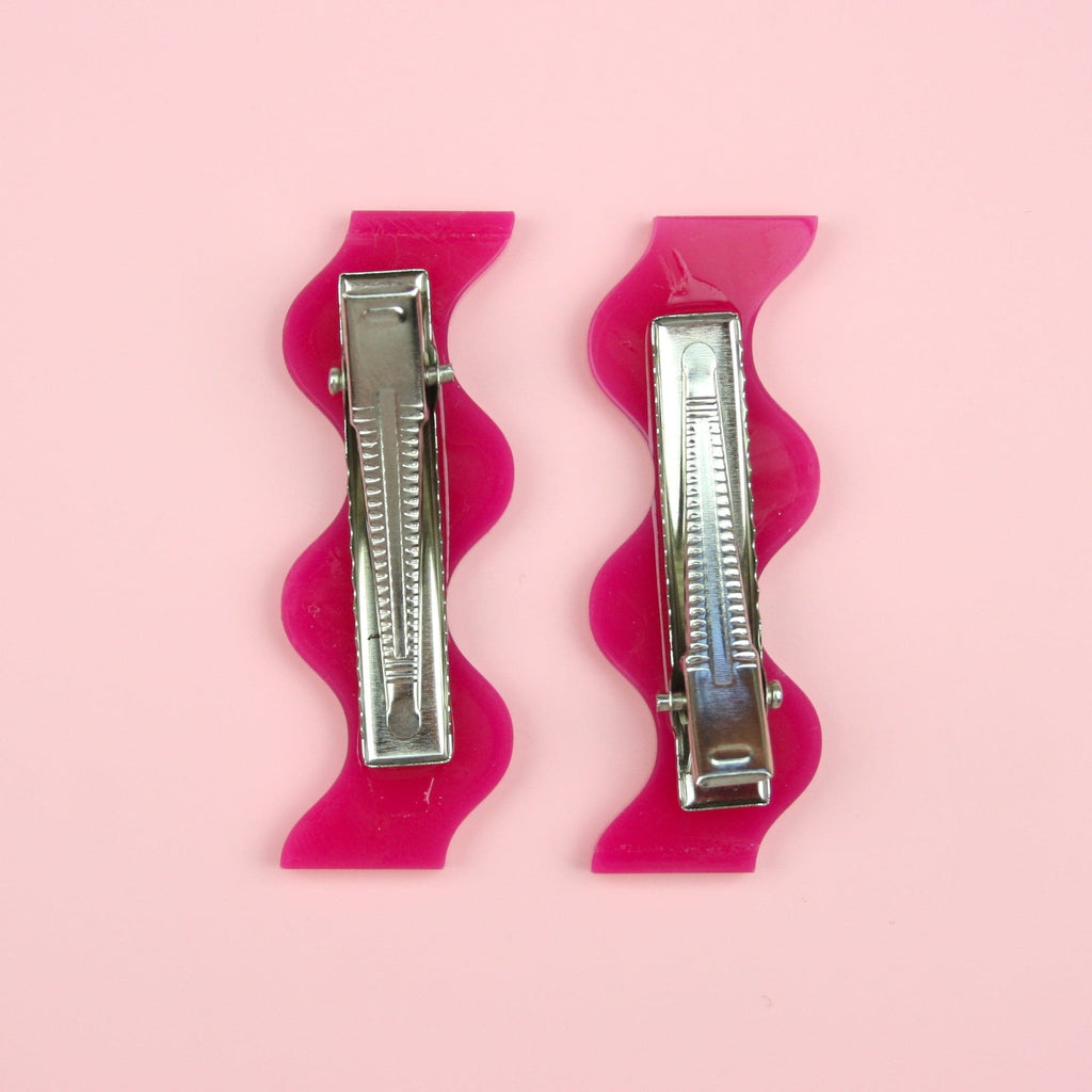 Hot Pink Wavy Hair Clips