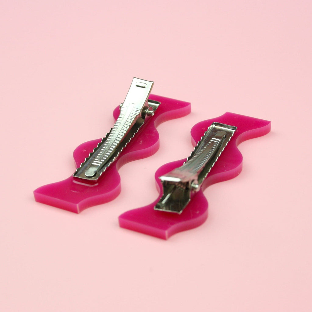 Hot Pink Wavy Hair Clips