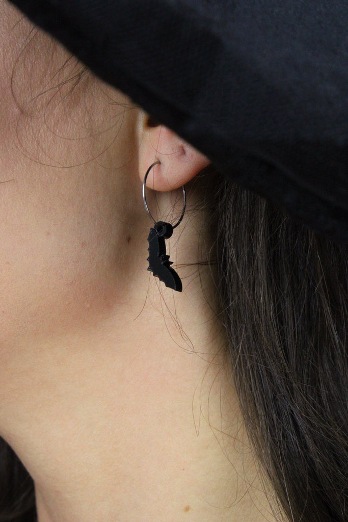 Bat Your Wings Hoop Earrings - Sour Cherry