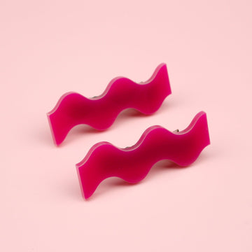Hot Pink Wavy Hair Clips
