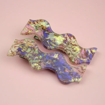 Wavy Abalone Hair Clips - Sour Cherry