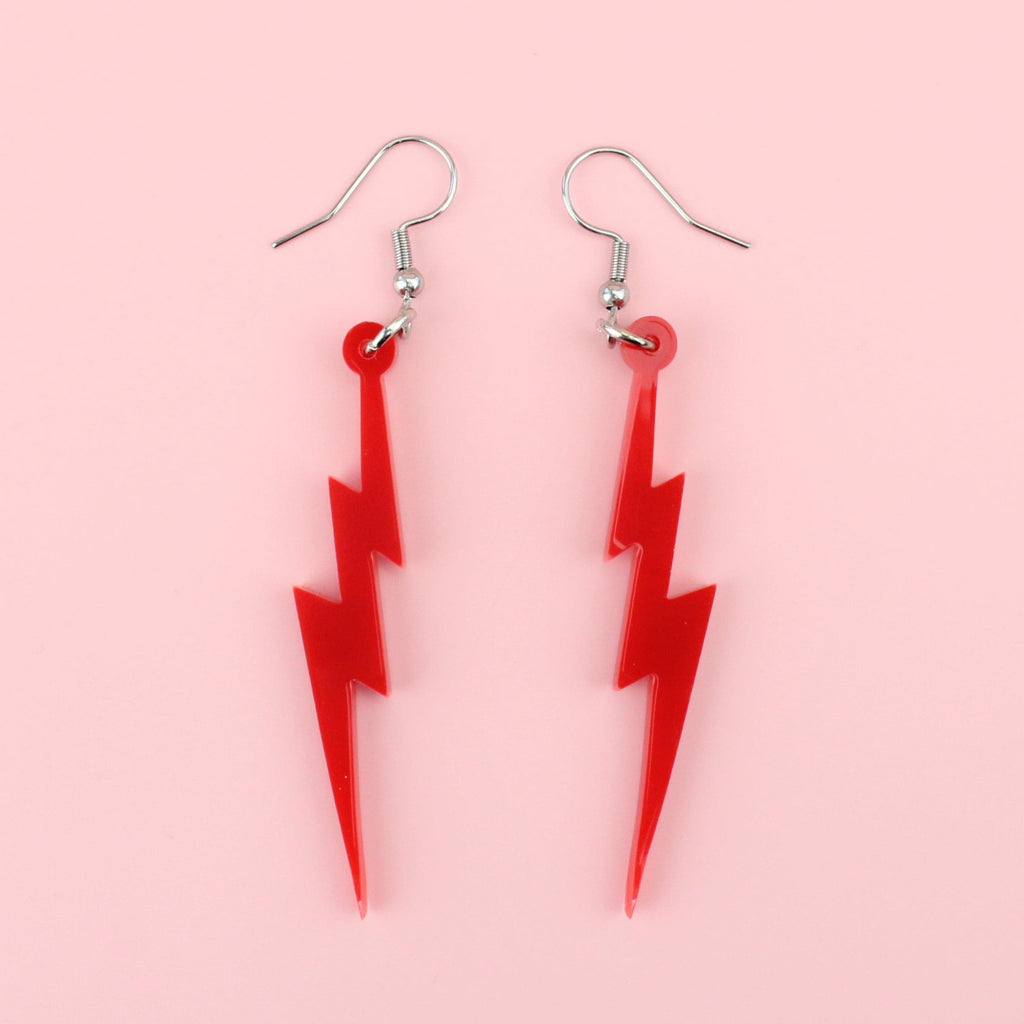 Red Lightning Bolt Earrings - Sour Cherry