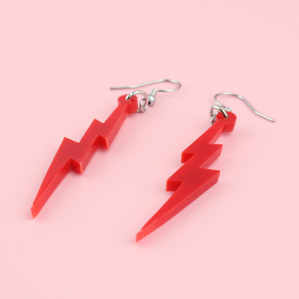 Red Lightning Bolt Earrings - Sour Cherry