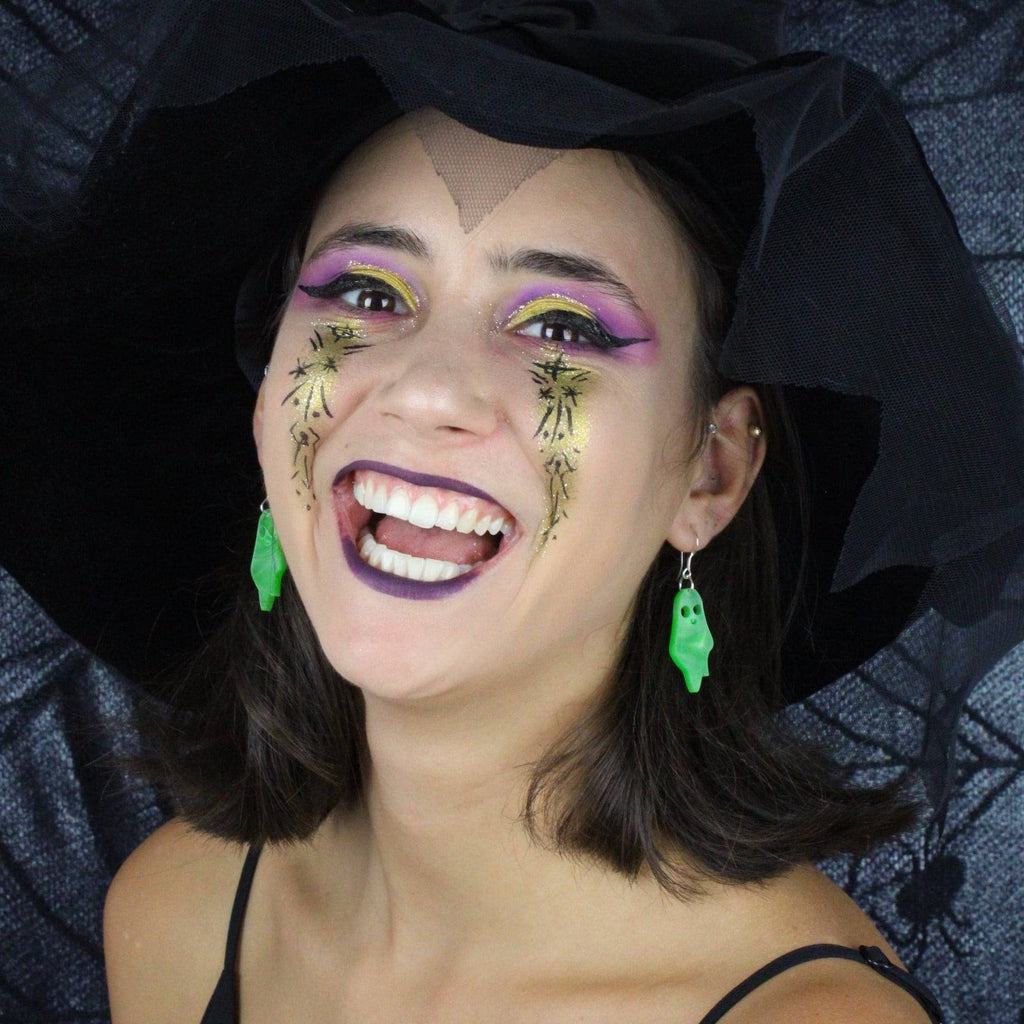 Boo You Whore Marble Green Ghost Earrings - Sour Cherry