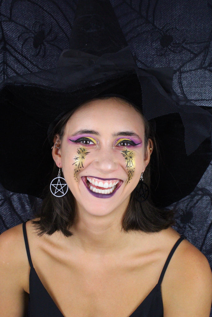 Model wearing Pentacle Earrings 