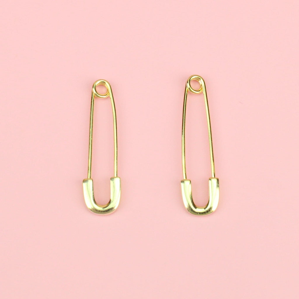 Safety Pin Earrings (Sterling Silver - Gold Plated) - Sour Cherry