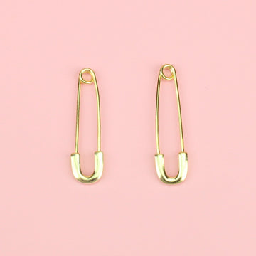Safety Pin Earrings (Sterling Silver - Gold Plated) - Sour Cherry