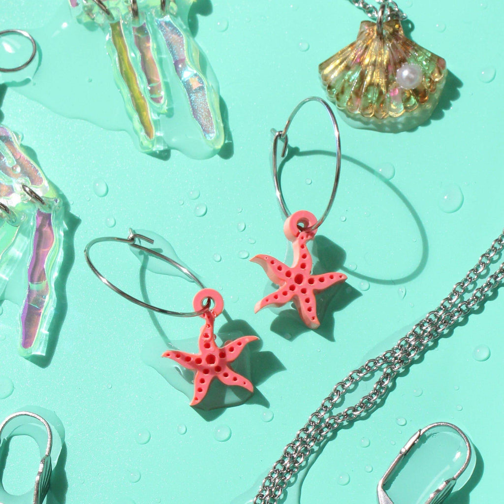 Starfish Hoop Earrings - Sour Cherry