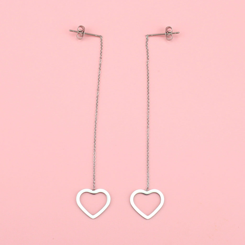 Heart Pull Through Earrings - Sour Cherry
