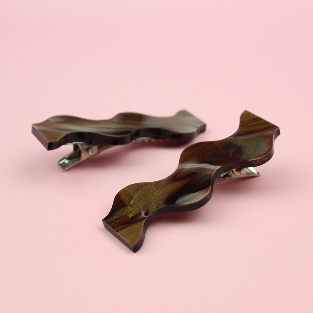 Chestnut Wavy Hair Clips - Sour Cherry