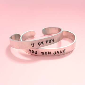 Personalised Hand Stamped Bangle - Sour Cherry