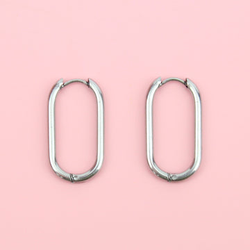 Titanium oval-shaped hoops with a hinge on the top