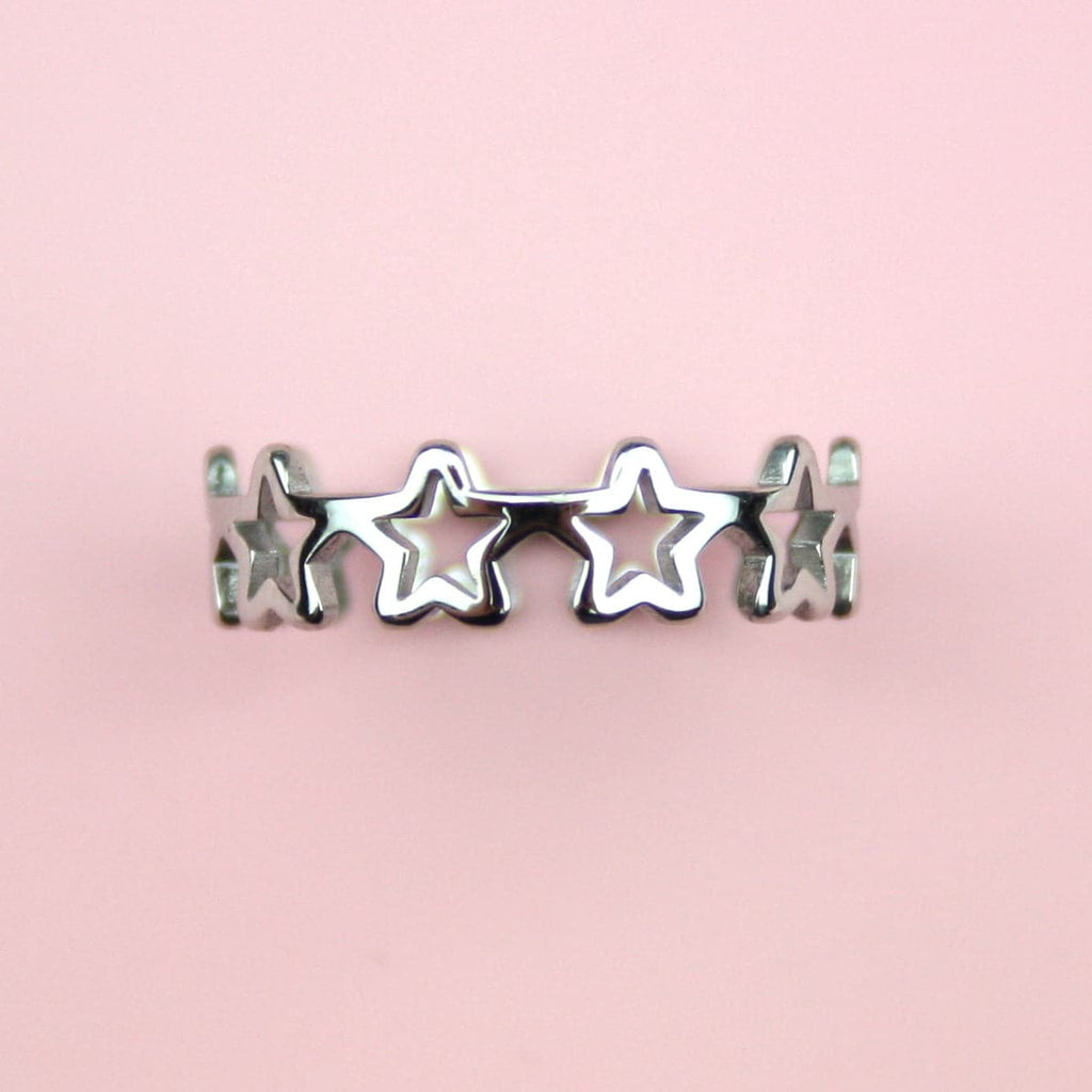 Stainless Steel ring made up of silver stars