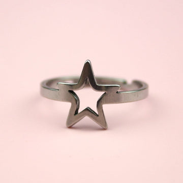 Stainless Steel Ring with cut out star design