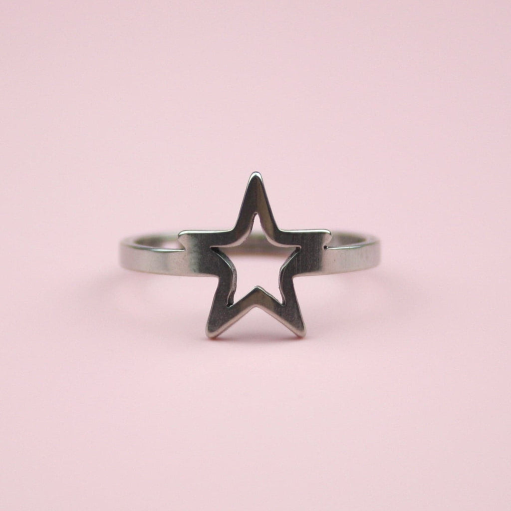 Stainless Steel Ring with cut out star design