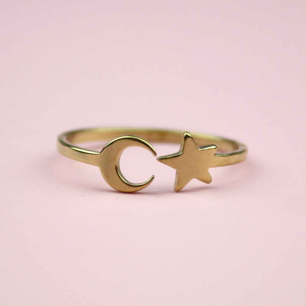 Moon & Star Ring (Gold Plated) - Sour Cherry