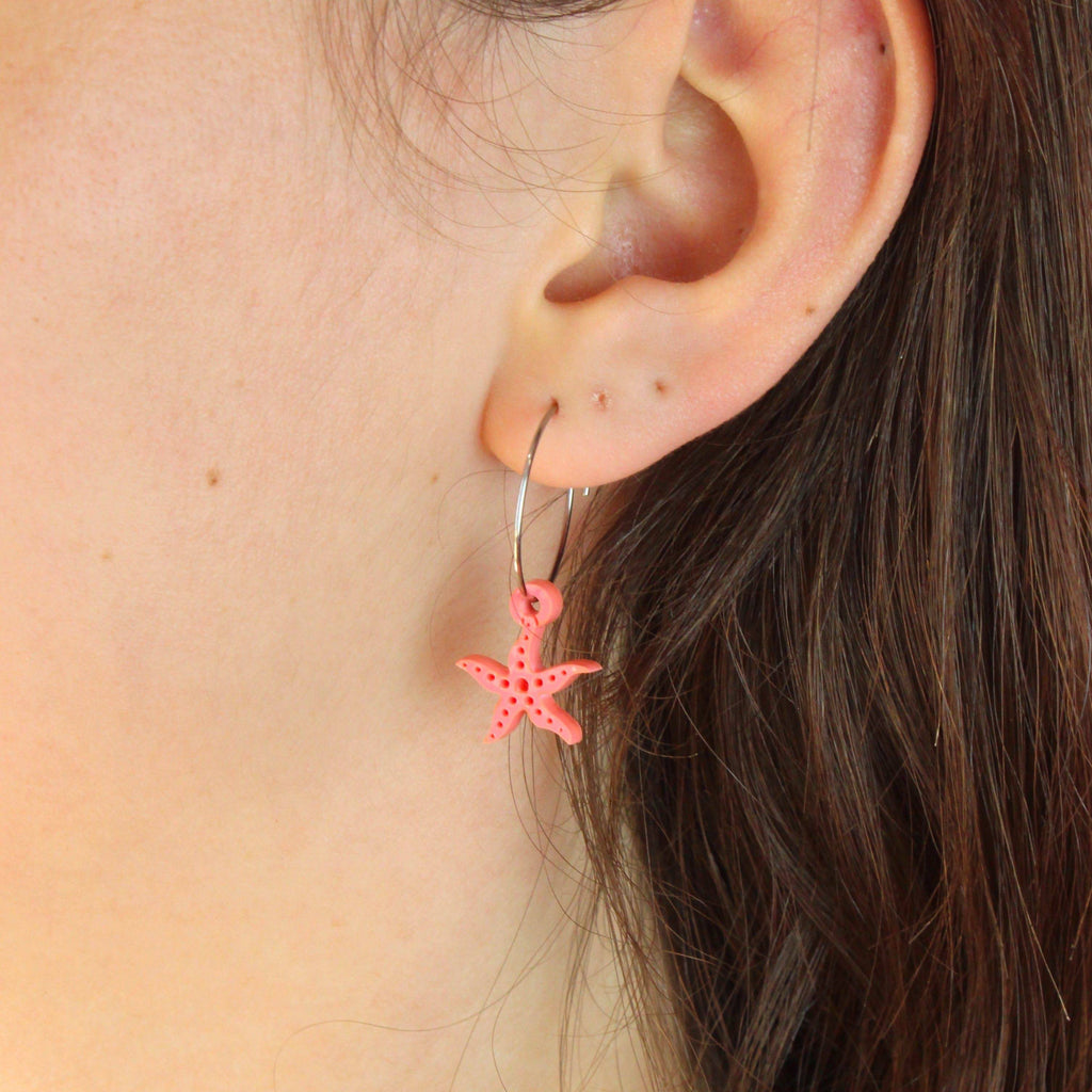 Starfish Hoop Earrings - Sour Cherry