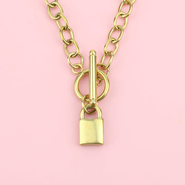Padlock Chain Necklace (Gold Plated) - Sour Cherry