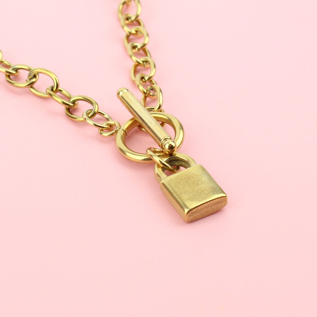 Padlock Chain Necklace (Gold Plated) - Sour Cherry