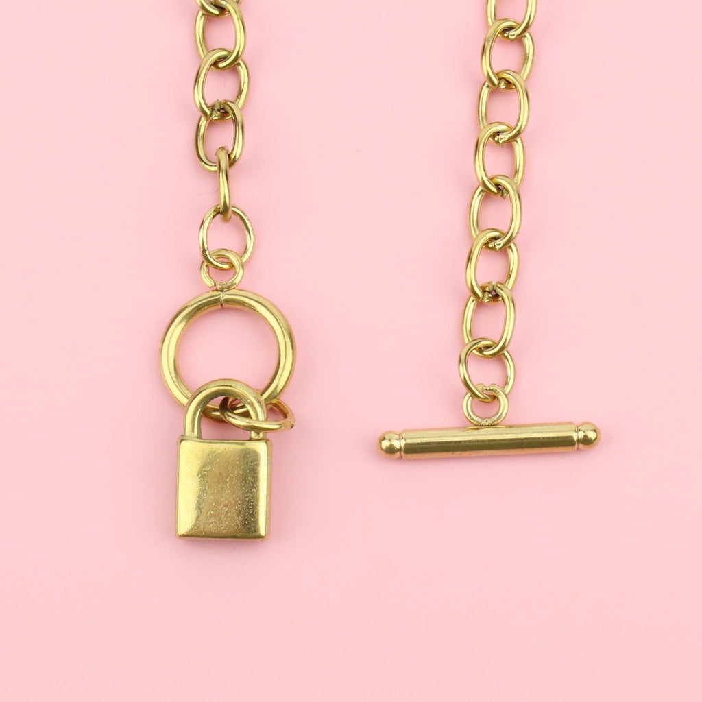 Padlock Chain Necklace (Gold Plated) - Sour Cherry