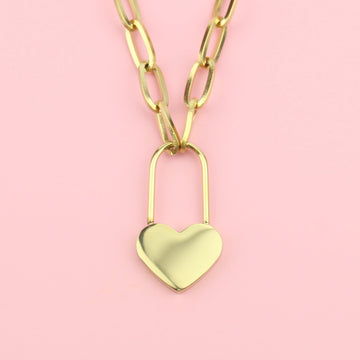 Heart Locked Necklace (Gold Plated) - Sour Cherry