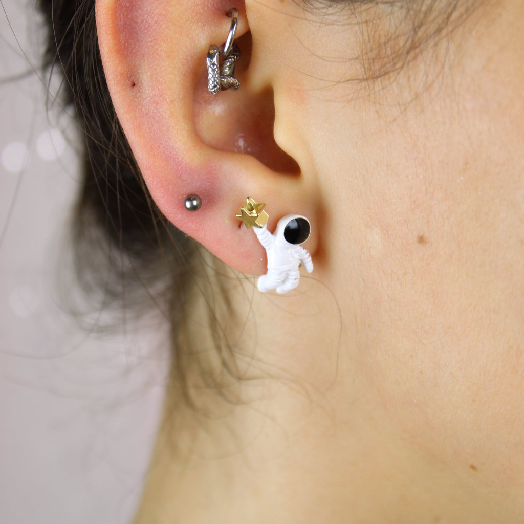 Astronaut Stud Earrings - Sour Cherry