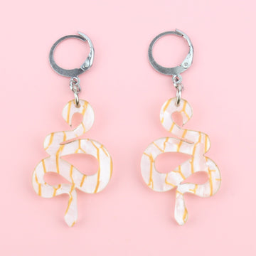 Small White Snake Earrings - Sour Cherry