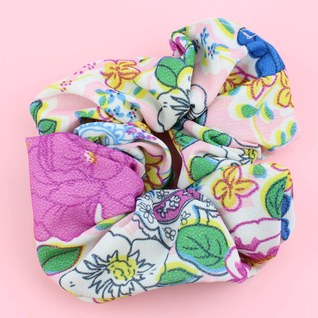Esther Floral Scrunchie - Sour Cherry