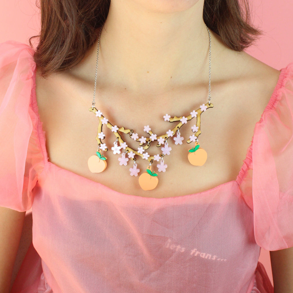 Peach Please Cherry Blossom Necklace - Sour Cherry