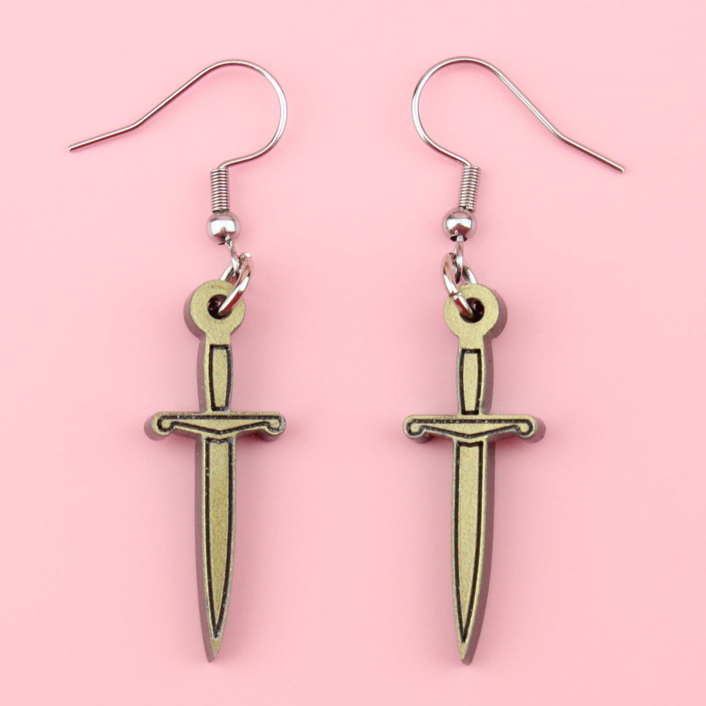 Gold Dagger Earrings - Sour Cherry